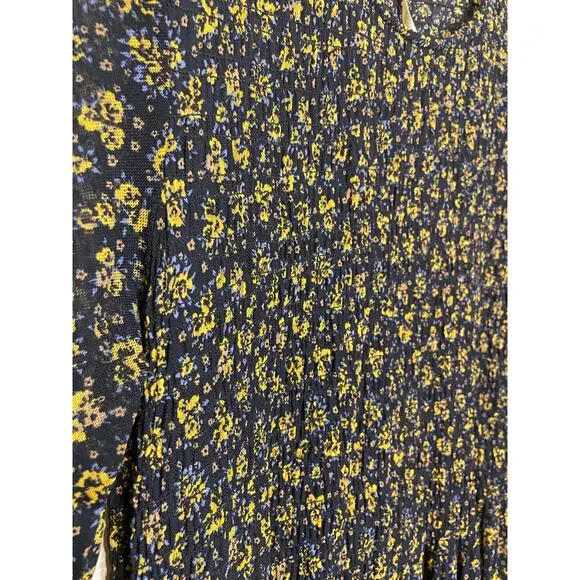 Fee People Hello and Goodbye Mesh Black Floral Long Sleeve Maxi Dress Sm Cottage - Picture 4 of 12